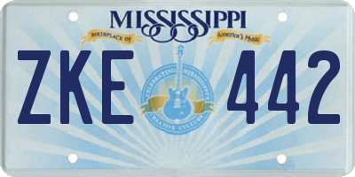 MS license plate ZKE442