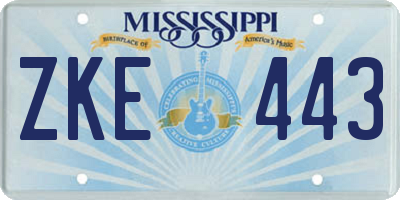 MS license plate ZKE443