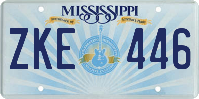 MS license plate ZKE446