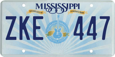 MS license plate ZKE447