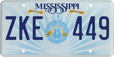 MS license plate ZKE449