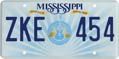 MS license plate ZKE454