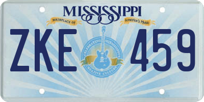 MS license plate ZKE459