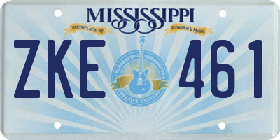 MS license plate ZKE461