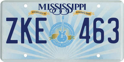 MS license plate ZKE463