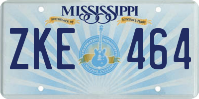 MS license plate ZKE464