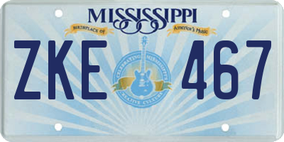 MS license plate ZKE467