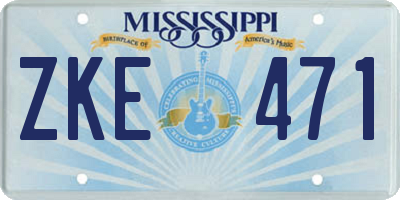 MS license plate ZKE471