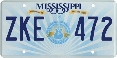 MS license plate ZKE472
