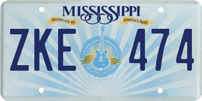 MS license plate ZKE474