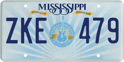MS license plate ZKE479