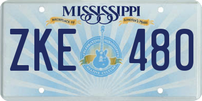 MS license plate ZKE480