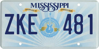 MS license plate ZKE481