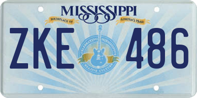 MS license plate ZKE486