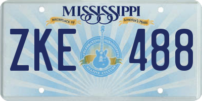 MS license plate ZKE488