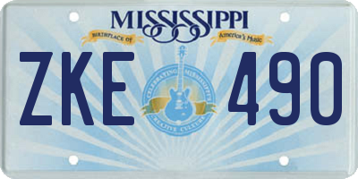 MS license plate ZKE490