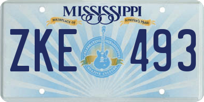 MS license plate ZKE493