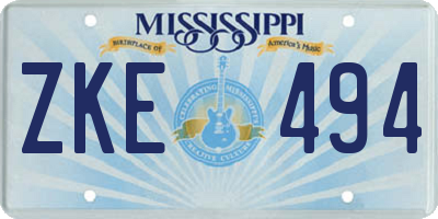 MS license plate ZKE494