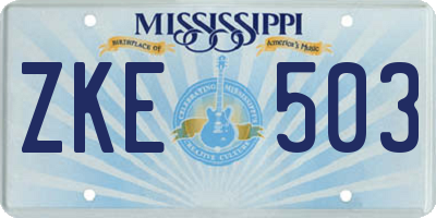 MS license plate ZKE503