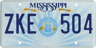 MS license plate ZKE504