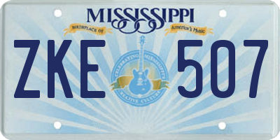 MS license plate ZKE507