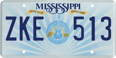 MS license plate ZKE513