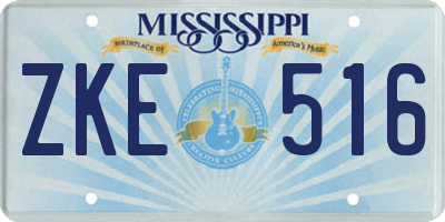MS license plate ZKE516