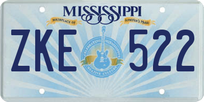 MS license plate ZKE522