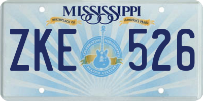 MS license plate ZKE526