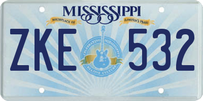 MS license plate ZKE532