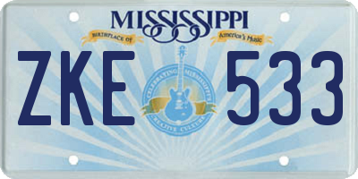 MS license plate ZKE533