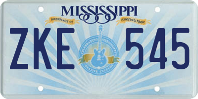 MS license plate ZKE545