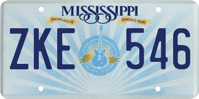 MS license plate ZKE546