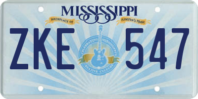 MS license plate ZKE547