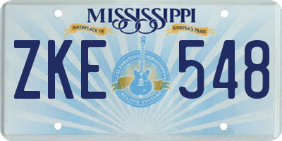 MS license plate ZKE548