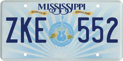 MS license plate ZKE552