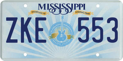 MS license plate ZKE553