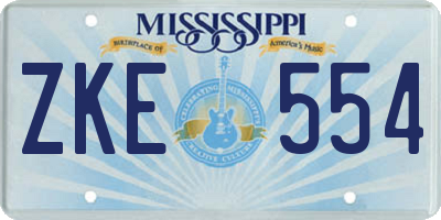 MS license plate ZKE554
