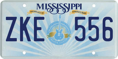 MS license plate ZKE556
