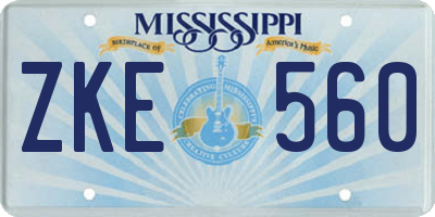 MS license plate ZKE560