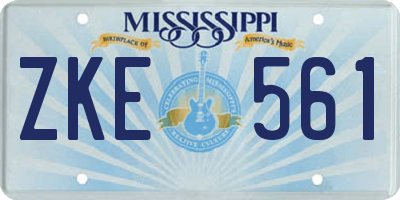 MS license plate ZKE561