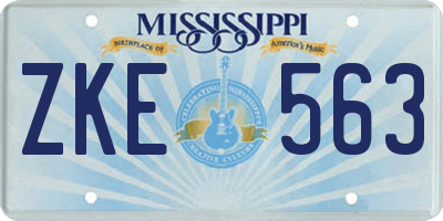 MS license plate ZKE563