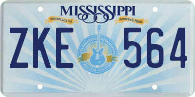 MS license plate ZKE564