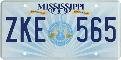 MS license plate ZKE565