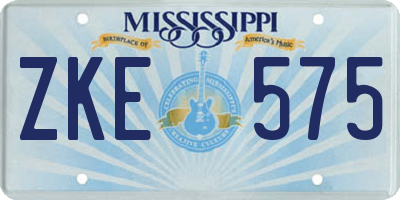 MS license plate ZKE575