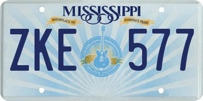 MS license plate ZKE577