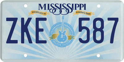 MS license plate ZKE587