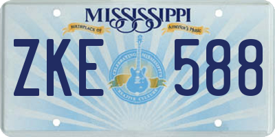 MS license plate ZKE588