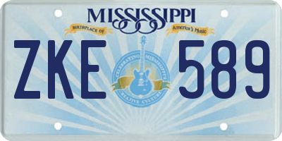MS license plate ZKE589