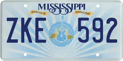 MS license plate ZKE592